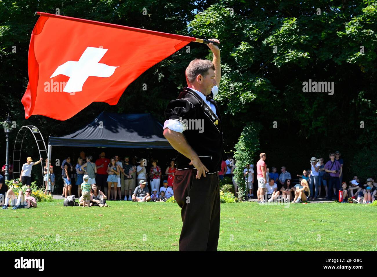 Bandiere d'allarme, Interlaken, Svizzera Foto Stock