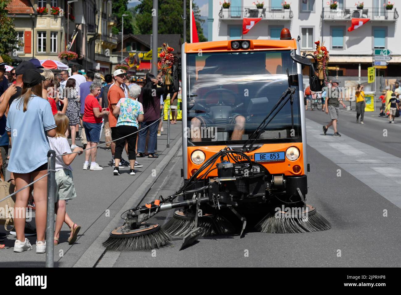 Servizio lavori pubblici pulizia stradale Foto Stock