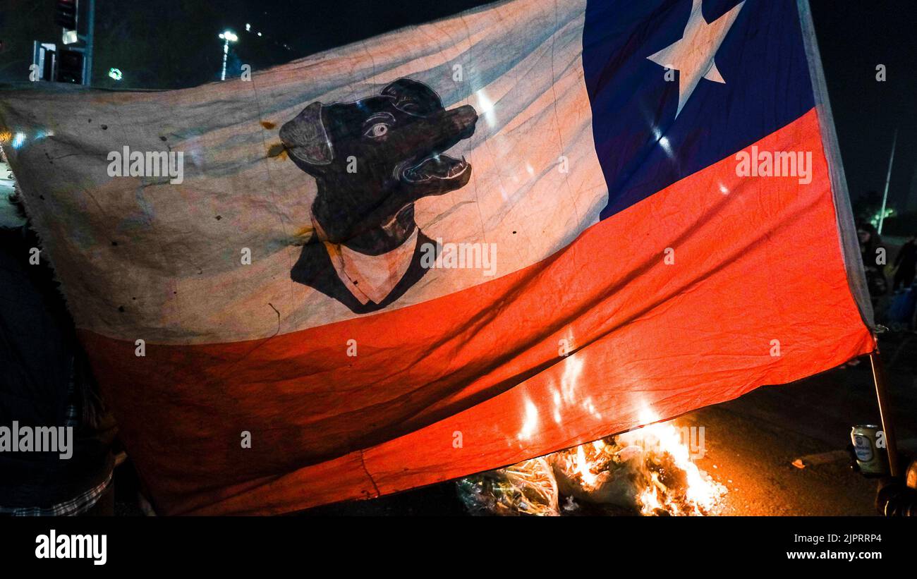 Le rivolte a Santiago del Cile Foto Stock