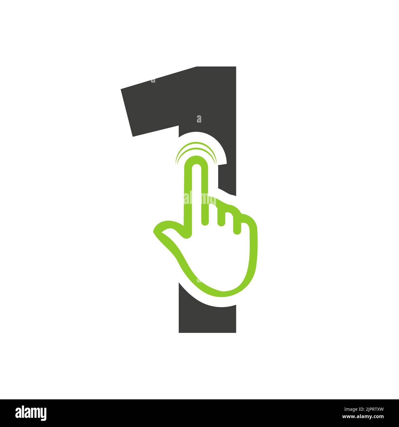 Letter 1 Finger Click Logo Vector Template Concept for Technology Symbol Illustrazione Vettoriale