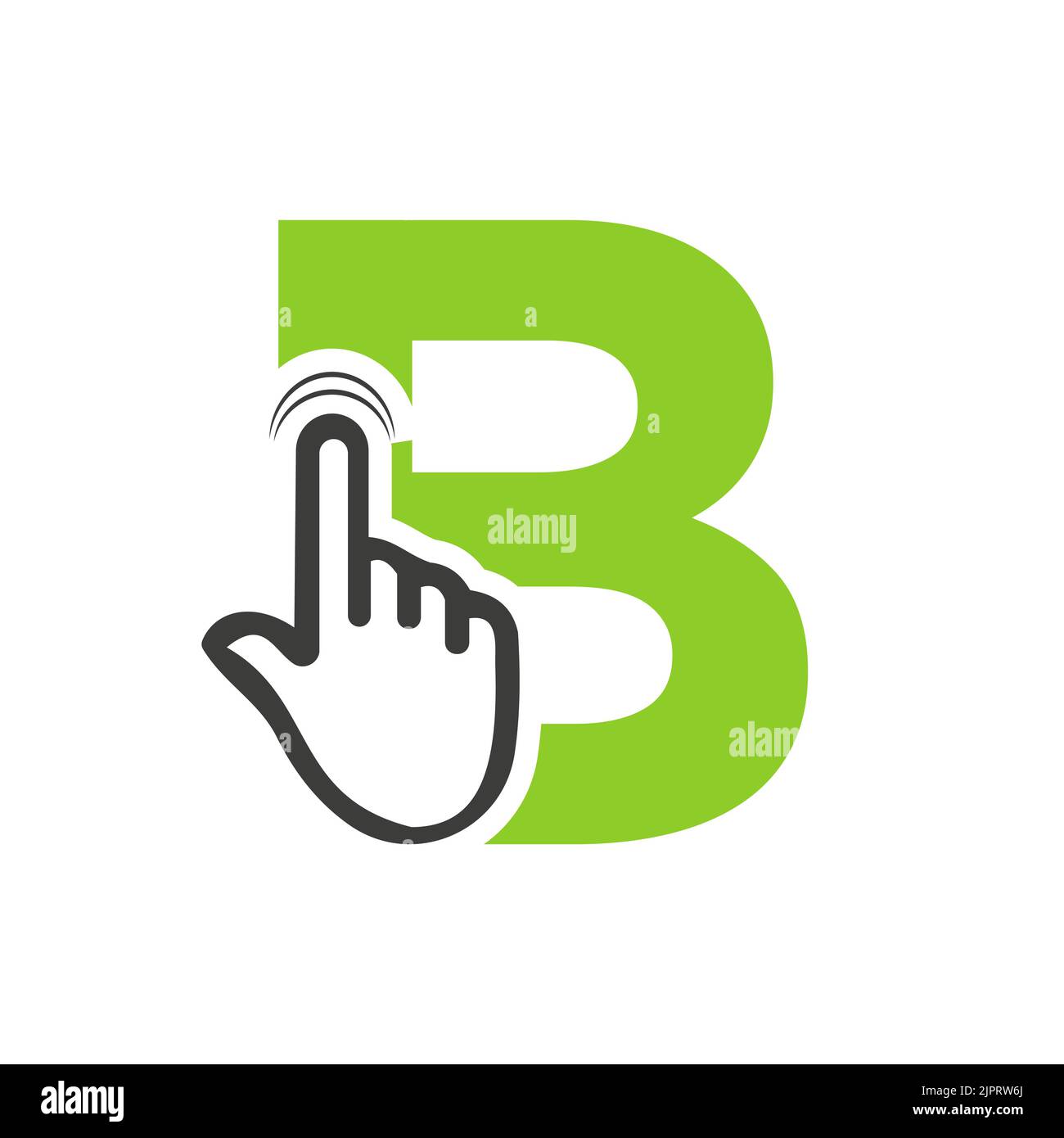 Lettera B Finger Click Logo Vector Template Concept per il simbolo della tecnologia Illustrazione Vettoriale