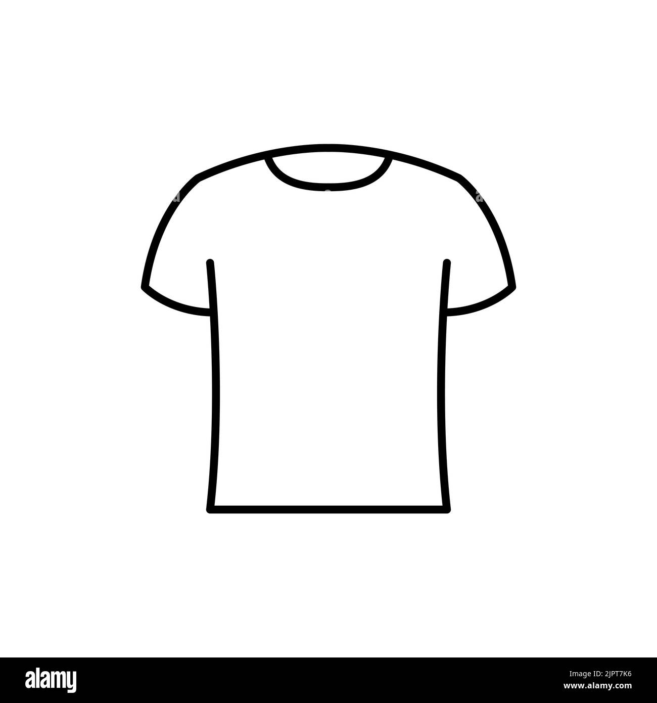 T-shirt uomo contorno modello icona vettoriale. EPS 10. Abbigliamento di base uomo simbolo.... Maglietta a manica corta. T-shirt con vista frontale. Isolato su sfondo bianco Foto Stock