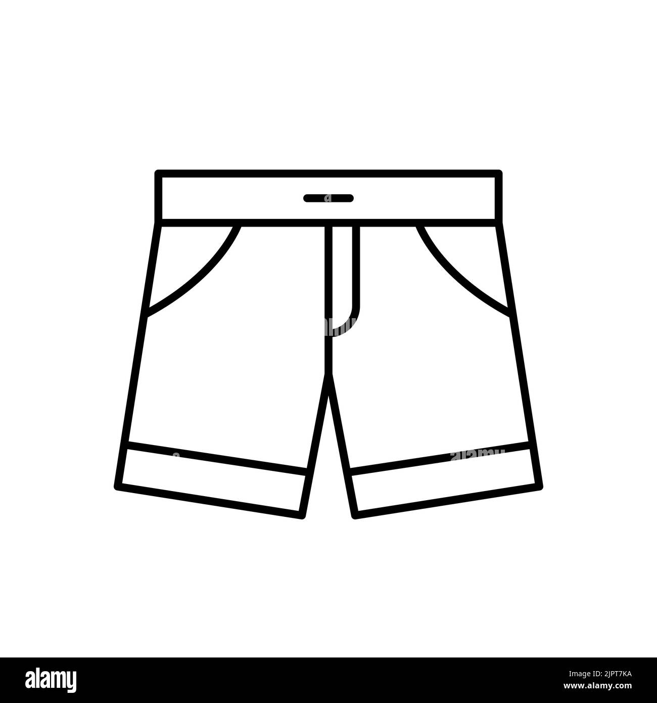 Icona vettoriale modello Shorts da uomo. EPS 10.. Abbigliamento di base uomo simbolo.... Shorts uomo e ragazzo. Vista frontale Closthin. Isolato su sfondo bianco. Foto Stock