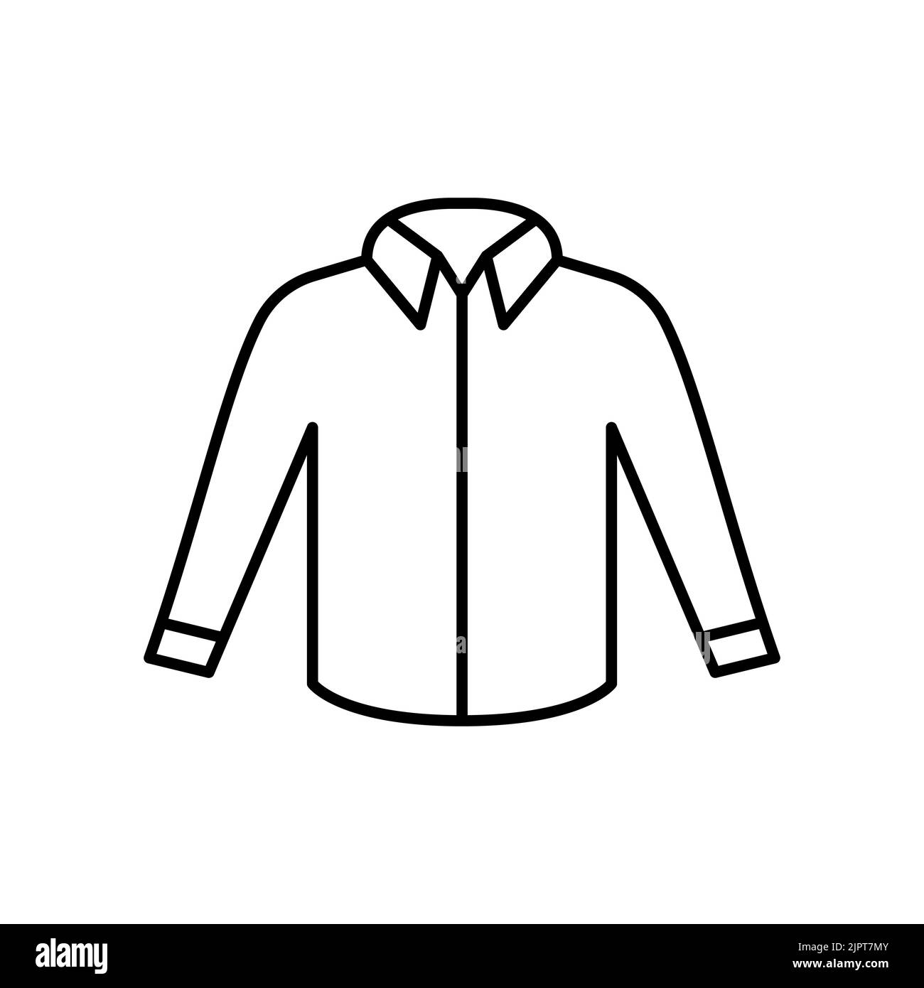 Icona vettoriale modello camicia uomo contorno. EPS 10... Abbigliamento di base uomo simbolo.... Maglia classica uomo.. Vista frontale clostina, isolata su sfondo bianco. Foto Stock