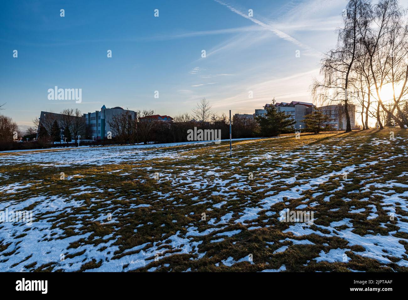 Centro benessere Klimkovice vicino alla città di Ostrava nella repubblica Ceca durante la bella giornata invernale Foto Stock