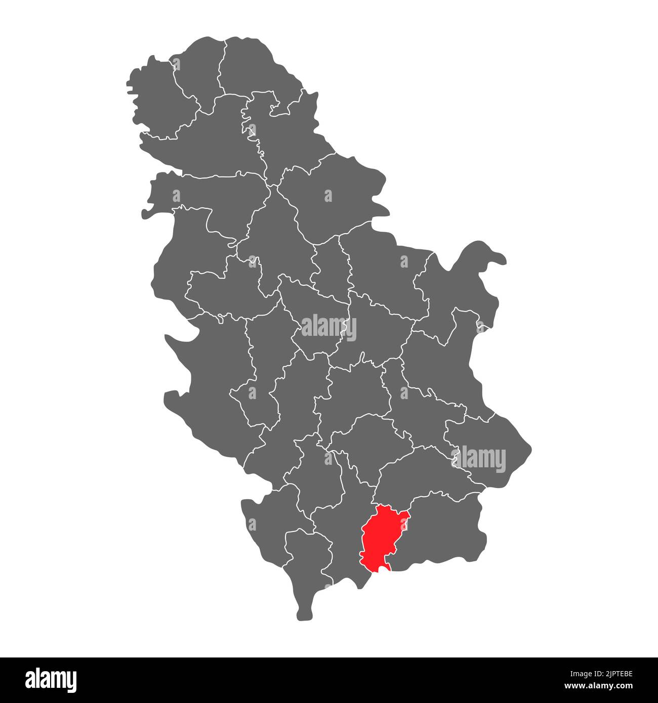 Mappa Serbia icona Kosovo-Pomoravlje, geografia concetto vuoto, illustrazione vettoriale di sfondo grafico isolata . Illustrazione Vettoriale