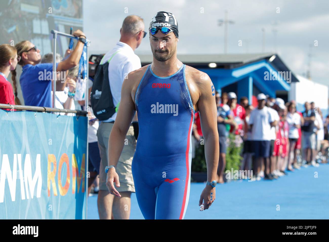 Lido di Ostia, Roma, Italia, 20 agosto 2022, Domenico Acerenza (ITA) durante i Campionati europei di Acquatica - Open Water (day1) - Nuoto Foto Stock