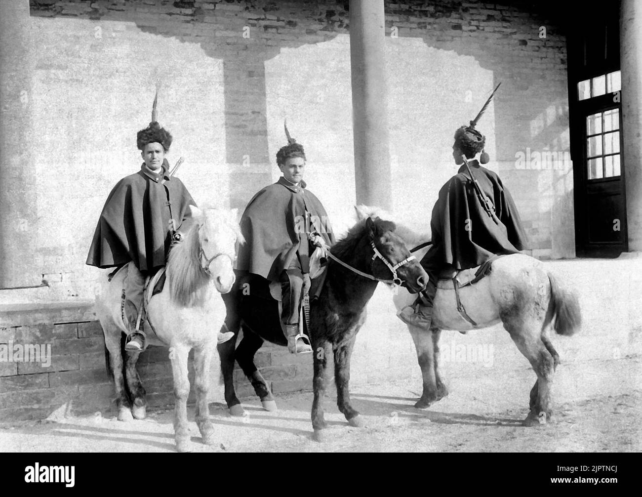 Fanteria italiana montata in Cina durante la ribellione Boxer nel 1900 Foto Stock