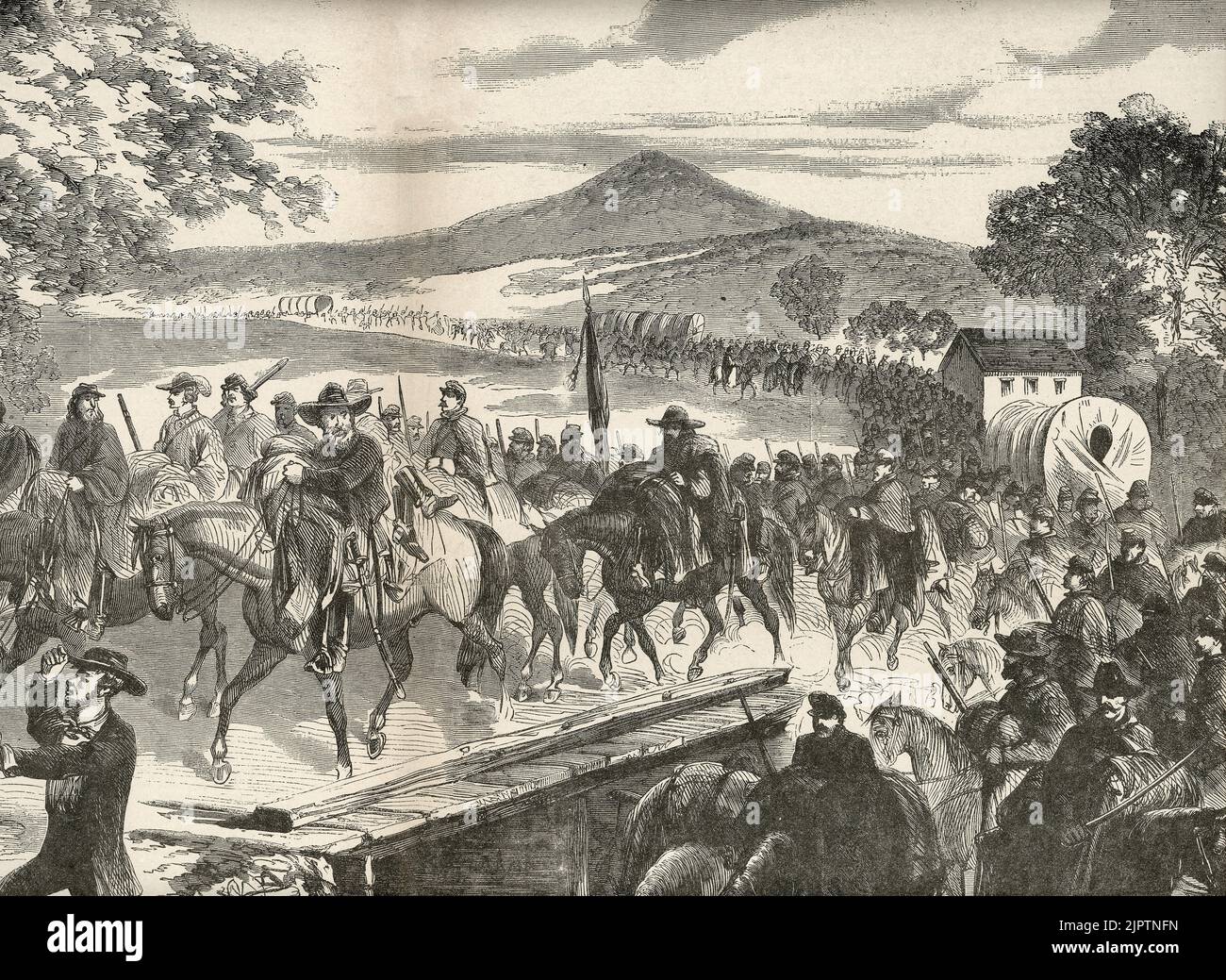 The Rebel RAID in Pennsylvania - Cavalleria di Jeb Stuart sulla loro strada per il Potomac - Guerra civile americana, 1862 Foto Stock