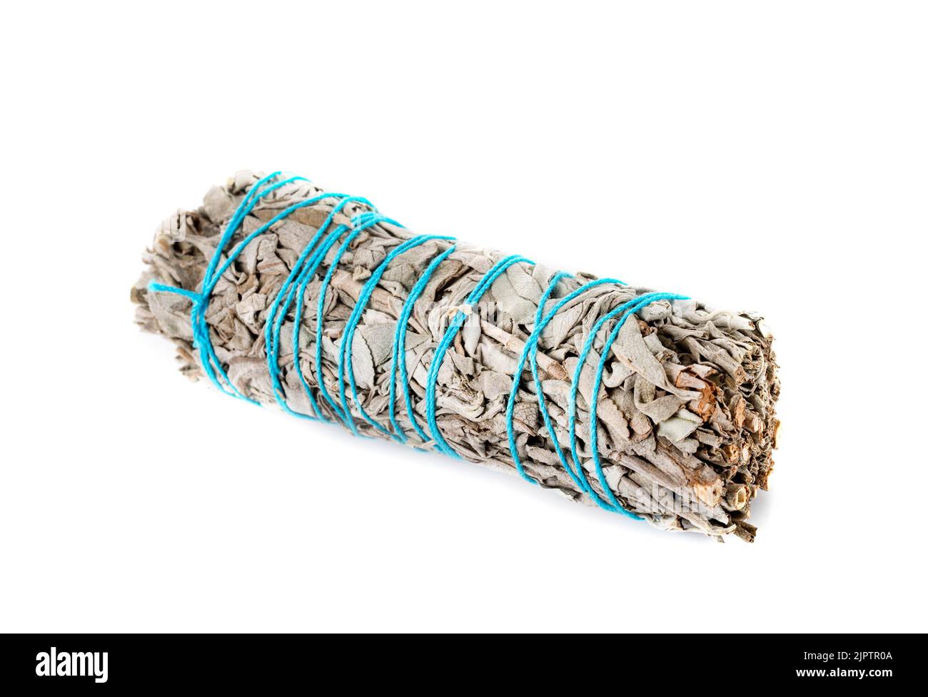 incenso salvia bianco di fronte a sfondo bianco Foto Stock