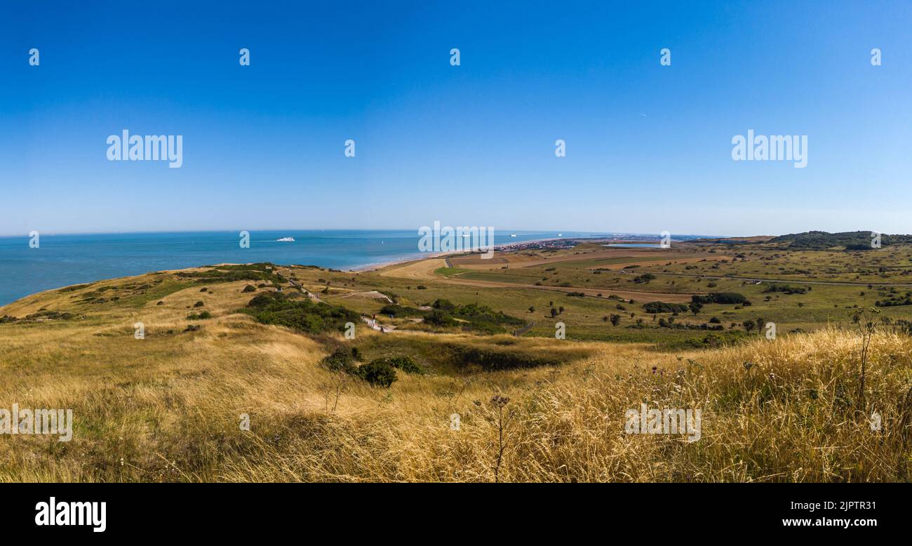 Vue panoramiche estivale depuis le Cap Blanc Nez sur la Côte d'opâle Foto Stock