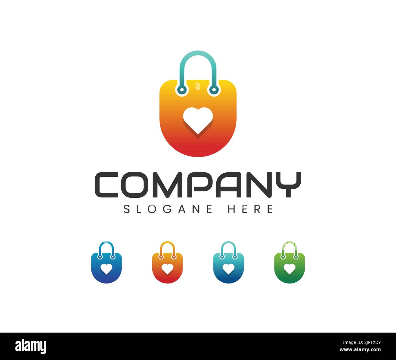 Logo online del negozio di amore. Love Shop Logo Template Design. Online Shop icona logo design vettore Illustrazione Vettoriale