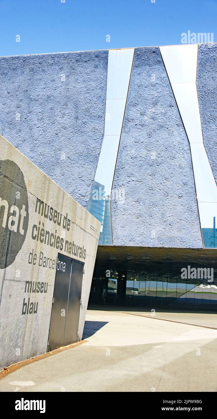 Edificio blu o Museo di Scienze naturali nel Forum di Barcellona, Catalunya, Spagna, Europa Foto Stock
