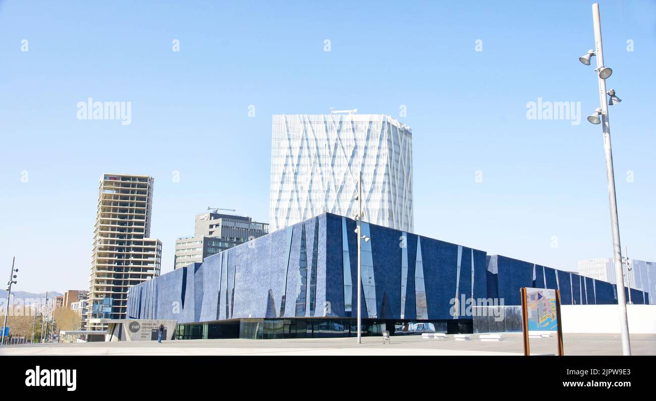 Edificio blu o Museo di Scienze naturali nel Forum di Barcellona, Catalunya, Spagna, Europa Foto Stock