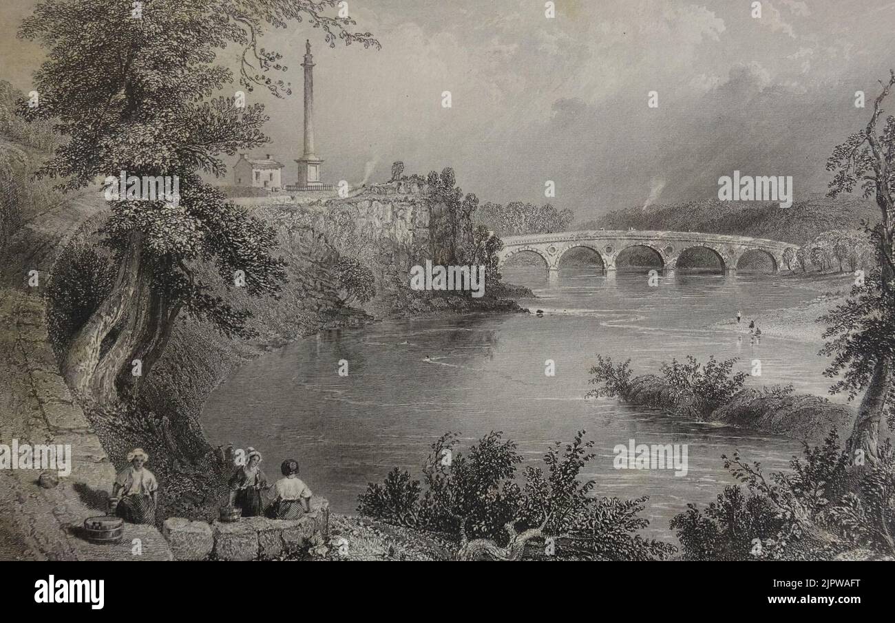 Il Tweed, Coldstream Bridge. 1838 Foto Stock