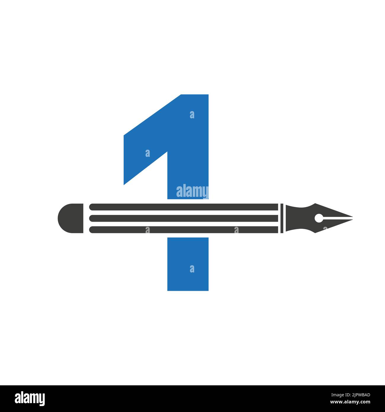 Lettera 1 con Pencil Logo Design Concept per Designer Logotype Architects Logo Vector Template Illustrazione Vettoriale
