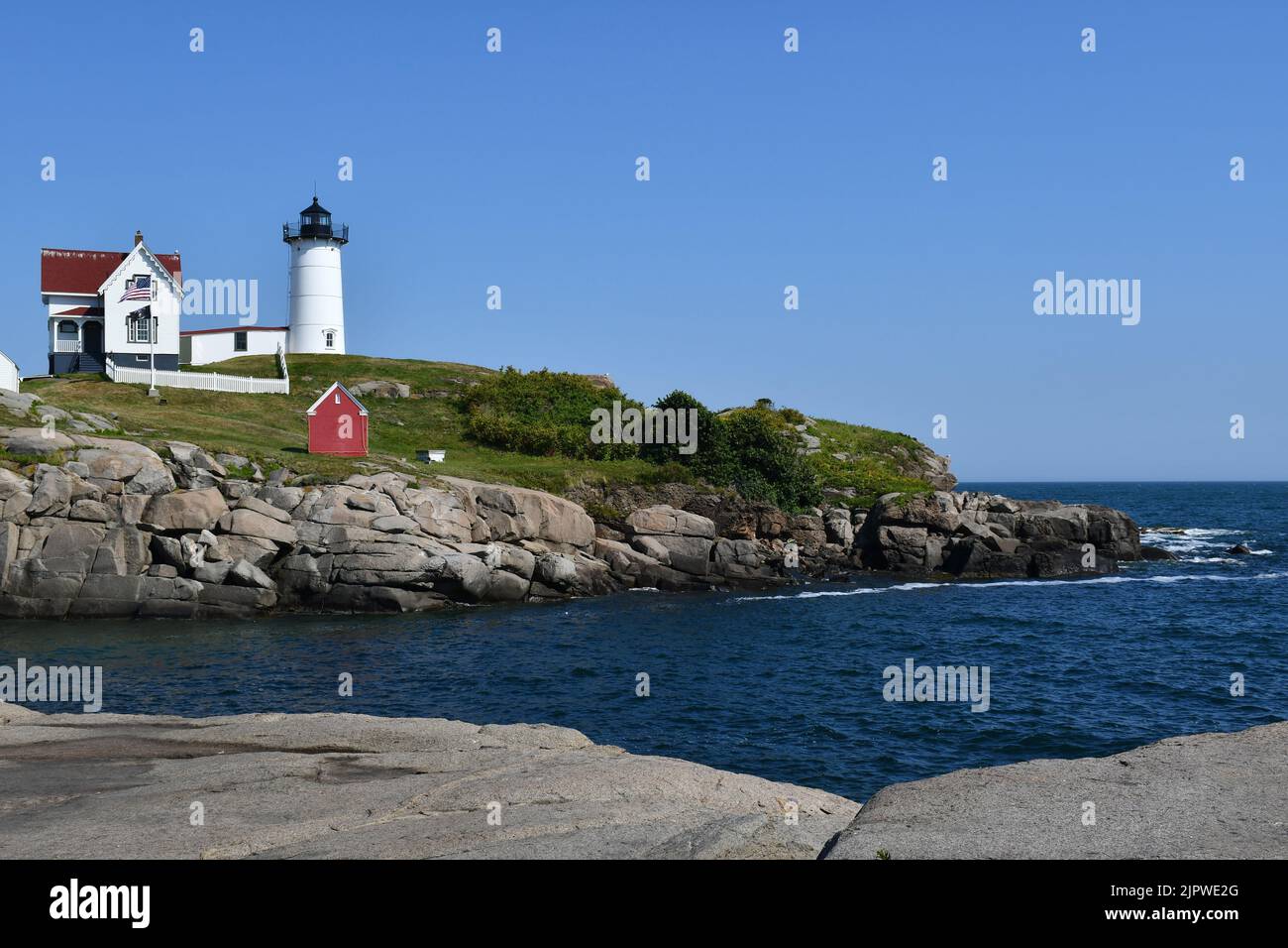 Il faro di Nubble a York, Maine Foto Stock