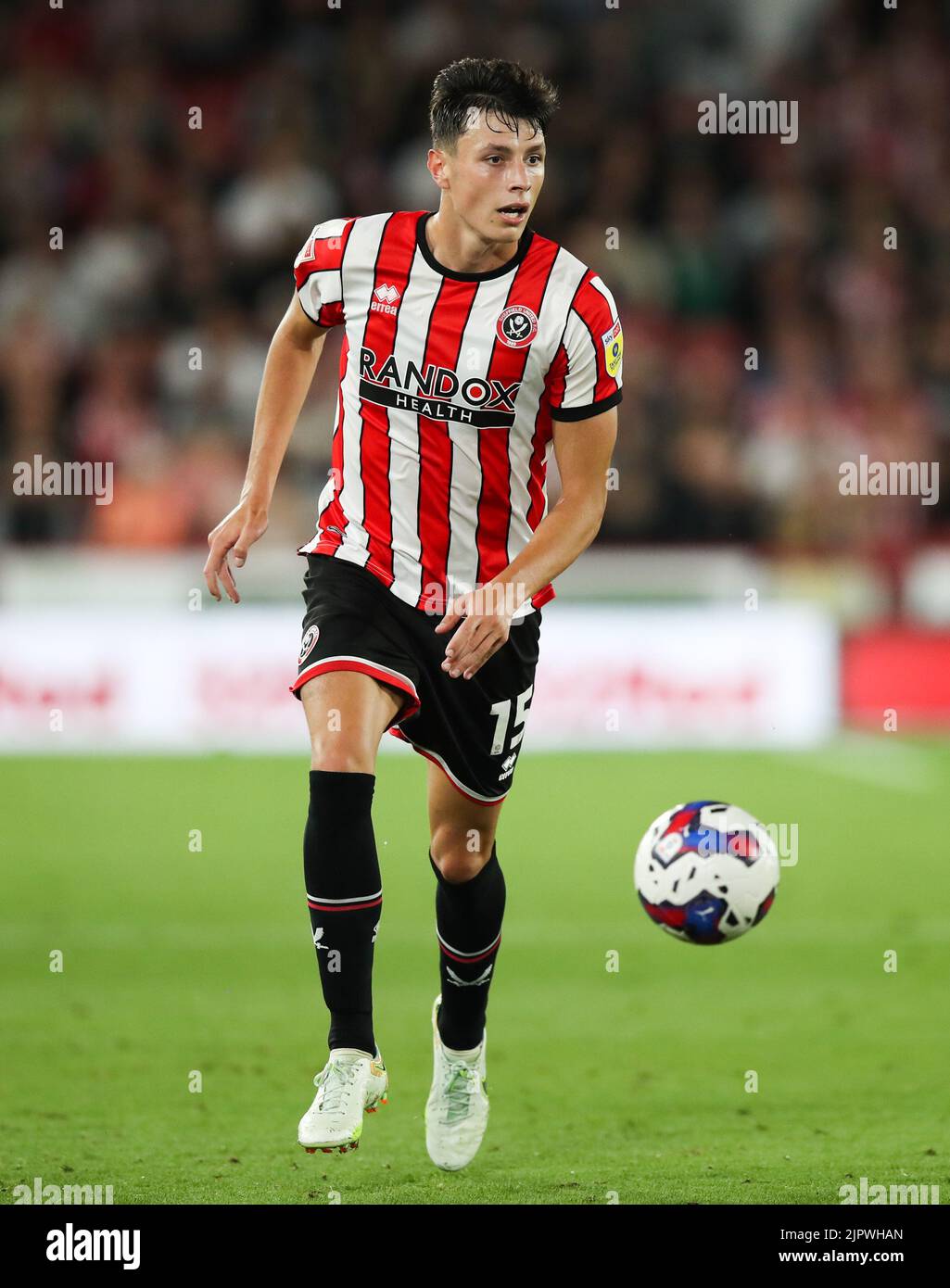 Anel Ahmedhodzic di Sheffield United durante la partita del campionato Sky Bet a Bramall Lane, Sheffield. Data immagine: Mercoledì 17 agosto 2022. Foto Stock