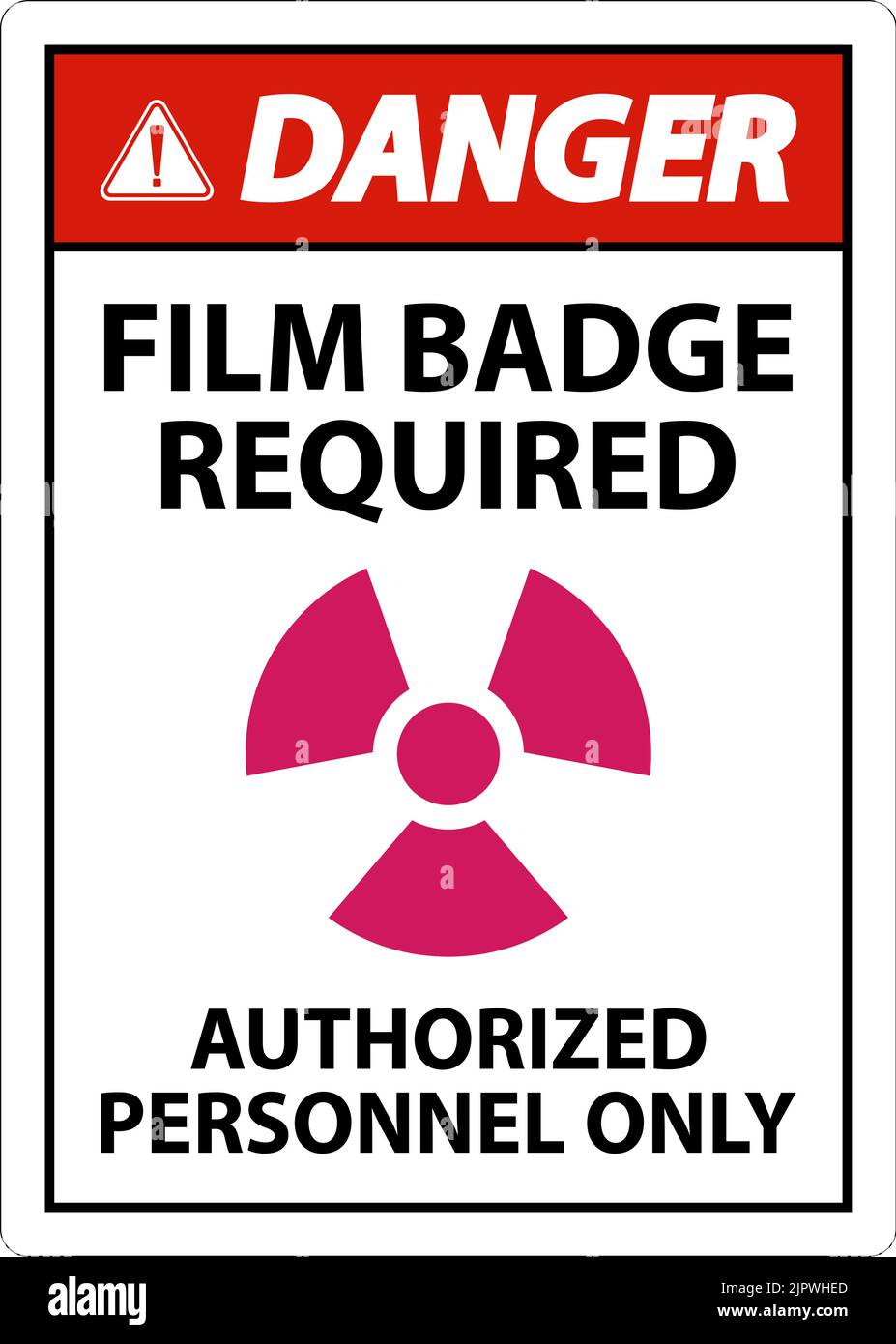 È richiesto il badge della pellicola di pericolo solo autorizzato Accedi su sfondo bianco Illustrazione Vettoriale