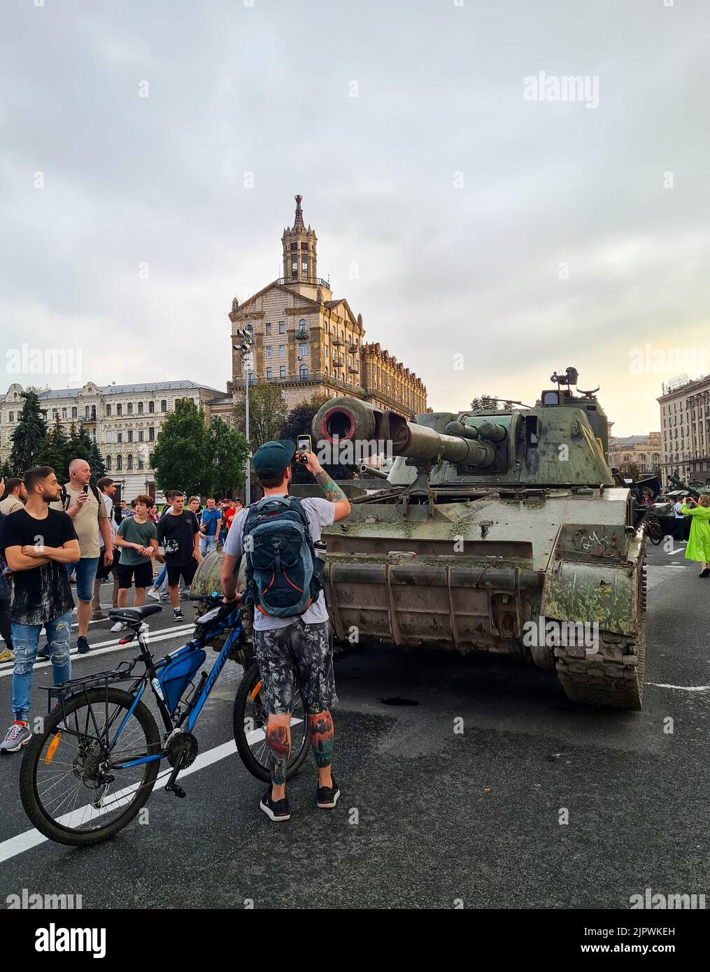 Ucraina, Kiev, 2022 agosto: Mostra di attrezzature militari russe distrutte dalle forze armate ucraine Foto Stock