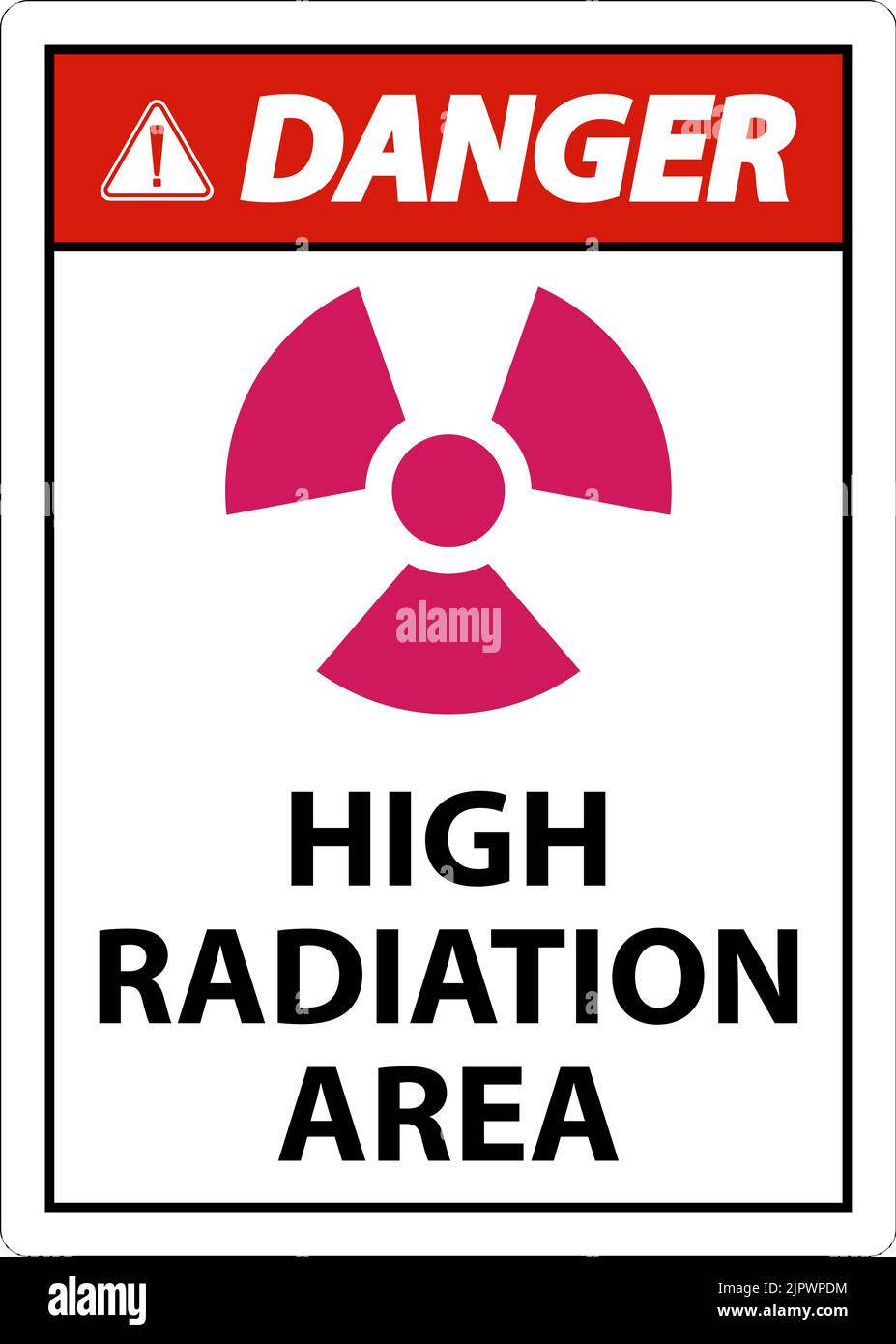 Simbolo di pericolo area ad alta radiazione su sfondo bianco Illustrazione Vettoriale
