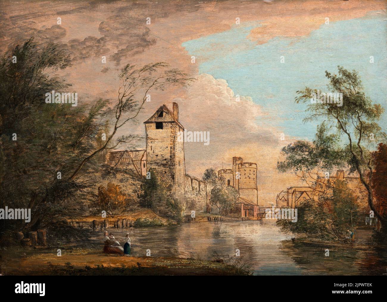 Una veduta incompiuta della porta Ovest, Canterbury. Paul Sandby RA. Tra 1780 e 1785. Foto Stock