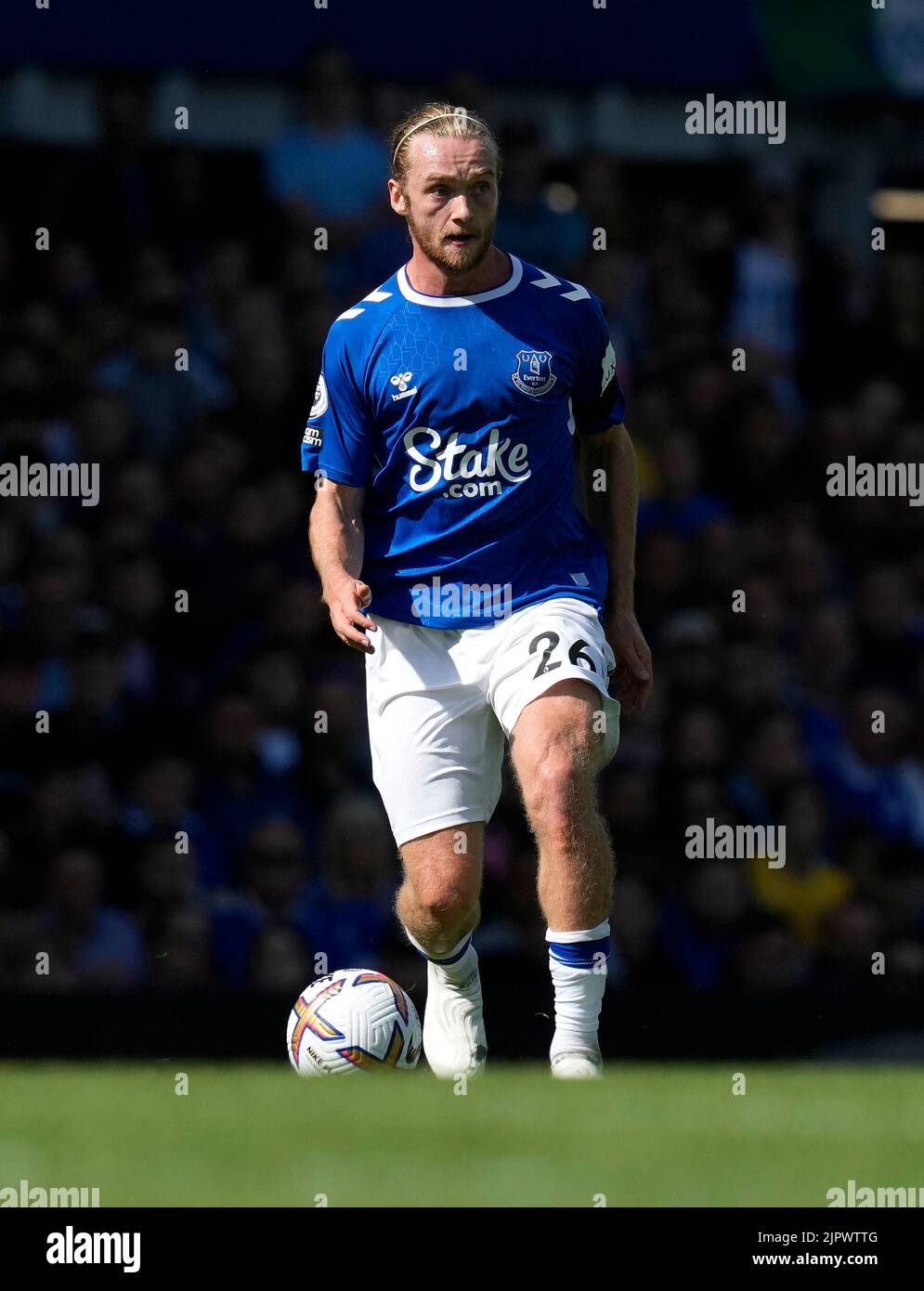 Liverpool, Regno Unito. 20th ago, 2022. Tom Davies di Everton durante la partita della Premier League al Goodison Park, Liverpool. Il credito per le immagini dovrebbe essere: Andrew Yates/Sportimage Credit: Sportimage/Alamy Live News Foto Stock