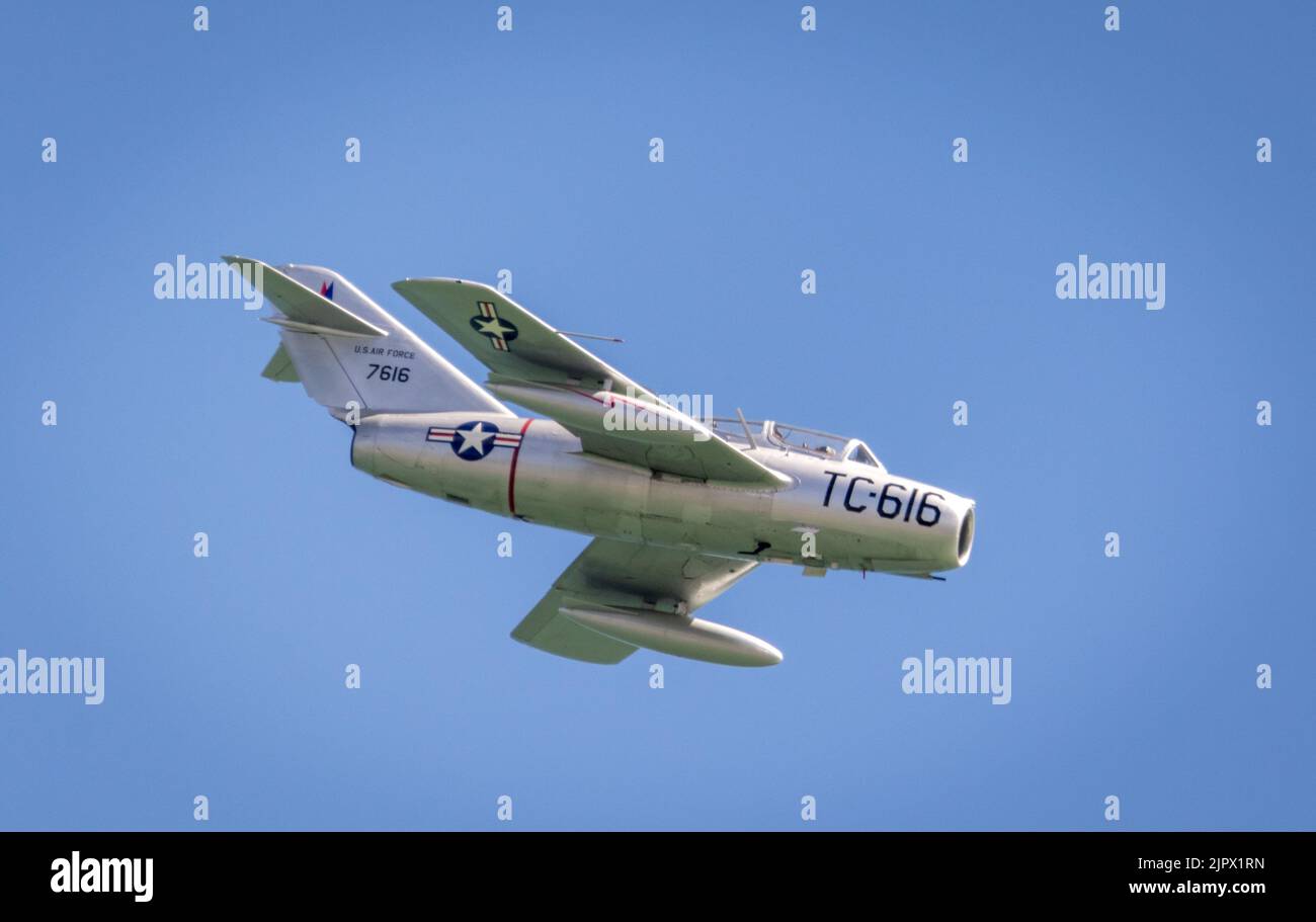 Eastbourne, UK.20 Agosto 2022. Norwegian Air Force Historical Squadron's Mig Aircraft Foto Stock