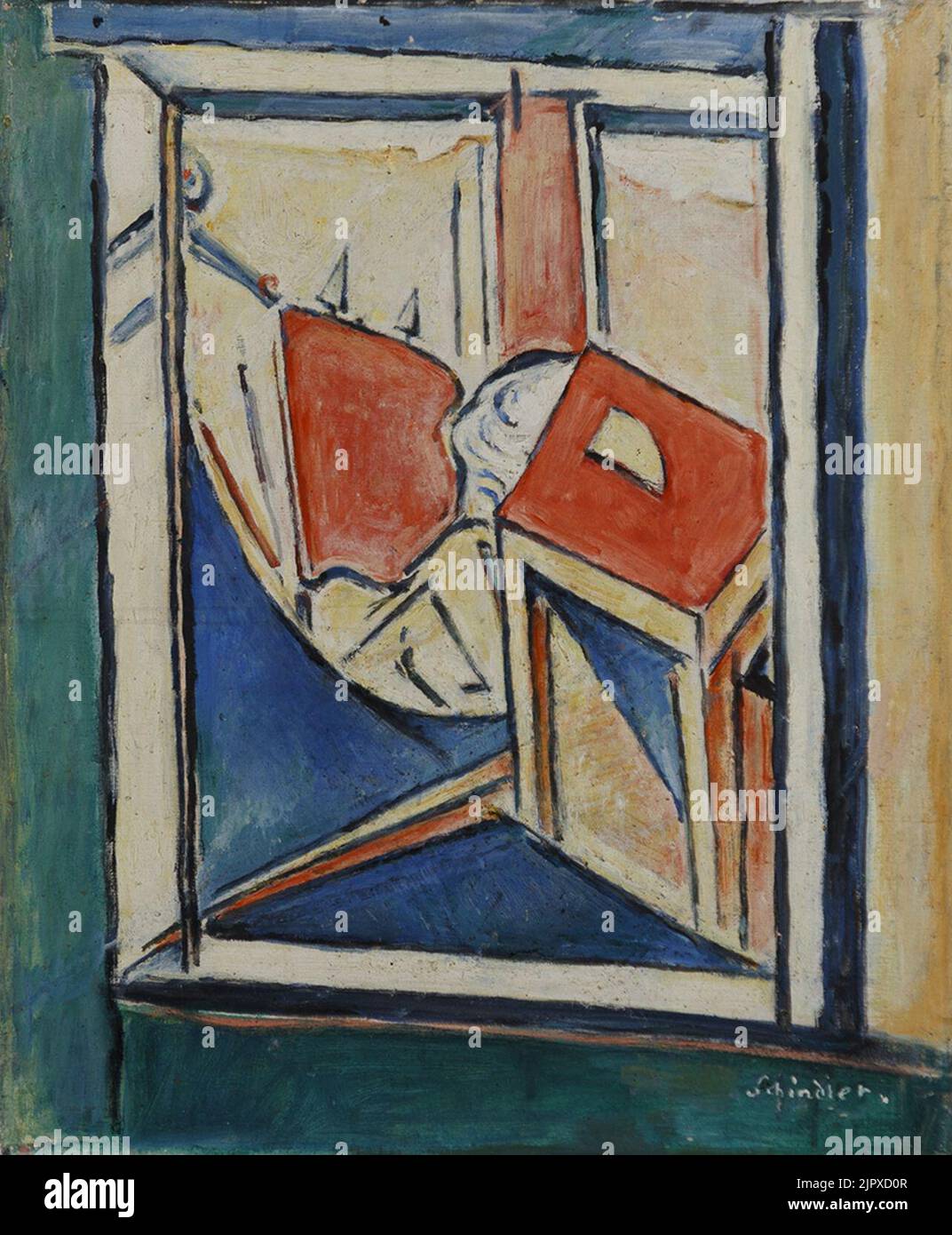 Theodor Schindler Blick durchs Fenster in ein Zimmer Foto Stock
