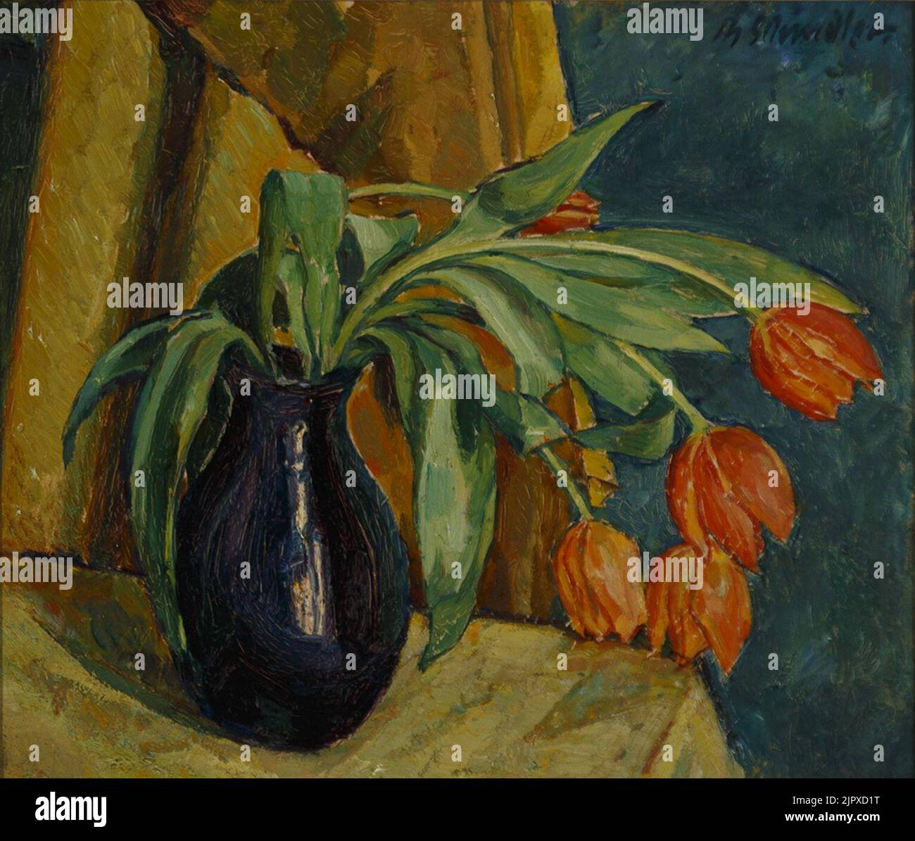 Theodor Schindler Tulpen in blauer Vase 1915 Foto Stock