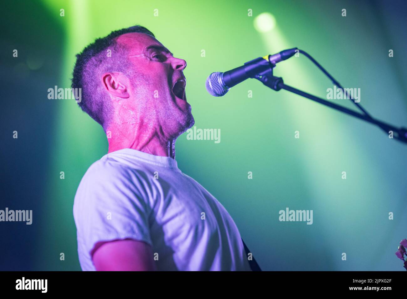 Edimburgo, Scozia. Sab 20 Agosto 2022. Band indie rock gallese Mclusky sul palco a Summerhall come parte dell'Edinburgh Fringe Festival 2022. Mclusky si è formato a Cardiff nel 1996. La band è in tournée nel 2022 per celebrare il 20° anniversario del loro acclamato secondo album “Mclusky do Dallas”. La loro attuale line-up è Andy 'Falco' Falkous (voce, chitarra), Jack Egglestone (batteria) e Damien Sayell (voce, basso). Foto Stock