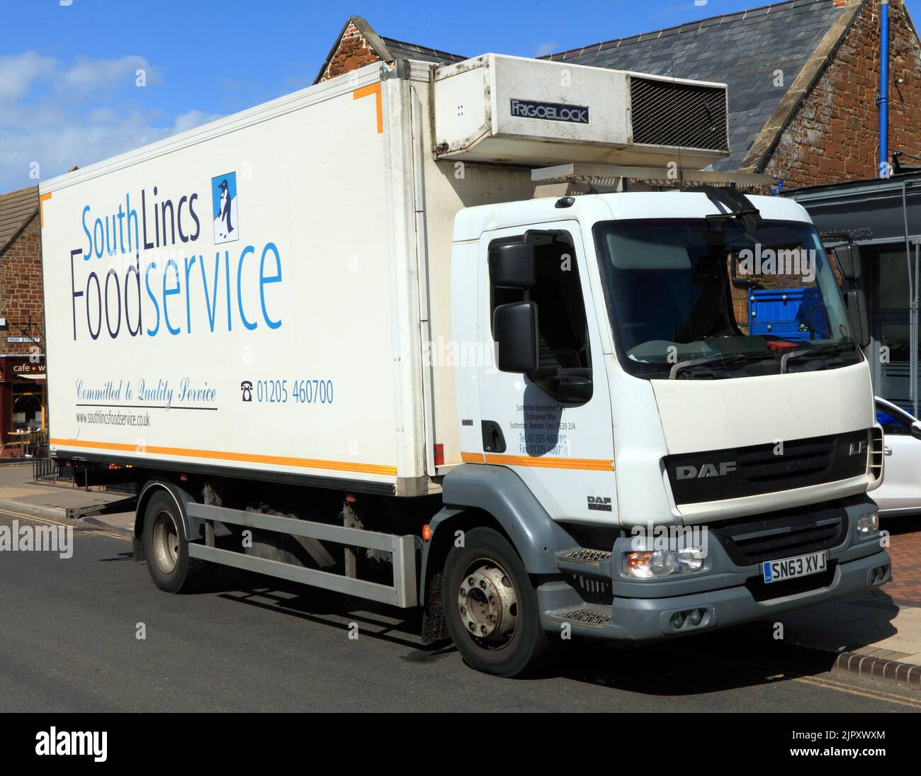 SouthLincs Food Service, South Lincs, Foodservice, camion di consegna, camion, Veicolo, Hunstanton, Norfolk, Inghilterra Foto Stock