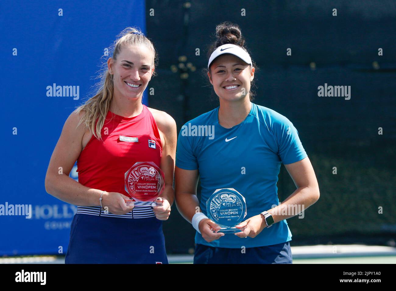 20/08/2022 - VANCOUVER,BC - Agosto 20 : campioni femminili doppi Muyi Kato(JPN) / Asia Muhammad (USA) def Timea Babos(HUN) / Angela Kulikov(USA) durante il giorno 2022 Odlum Brown VanOpen all'Hollyburn Country Club il 20 agosto 2022, a West Vancouver, British Columbia, Canada.(Foto di Clelio Tomaz/Pximages Foto Stock