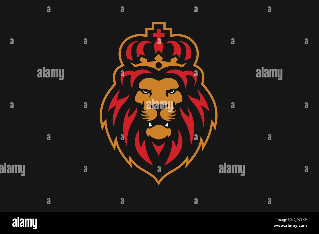Lion testa con la corona Illustrazione Vettoriale