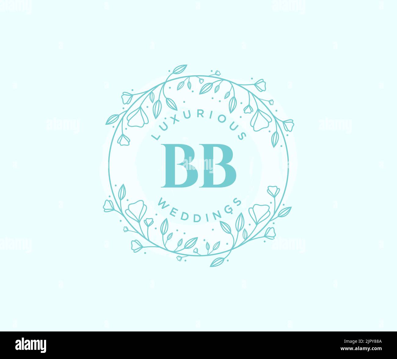 BB iniziali lettera Wedding monogramma modello loghi, disegnati a mano moderno minimalista e modelli floreali per carte di invito, Salva la data, elegante Illustrazione Vettoriale
