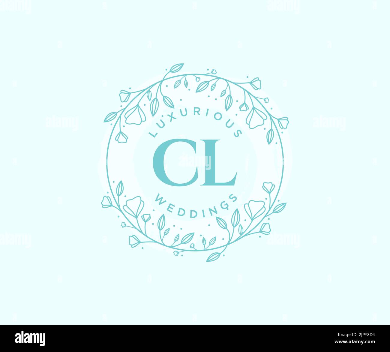 CL iniziali lettera modello logo monogramma matrimonio, modelli minimalistici e floreali disegnati a mano per le carte di invito, Salva la data, elegante Illustrazione Vettoriale