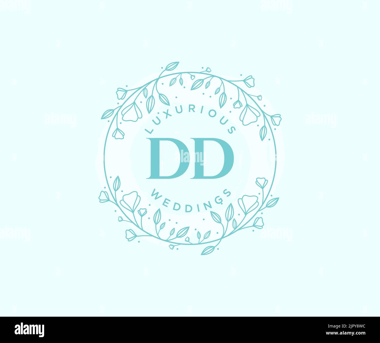 DD iniziali lettera matrimonio monogramma modello loghi, disegnati a mano moderno minimalista e modelli floreali per le carte di invito, Salva la data, elegante Illustrazione Vettoriale