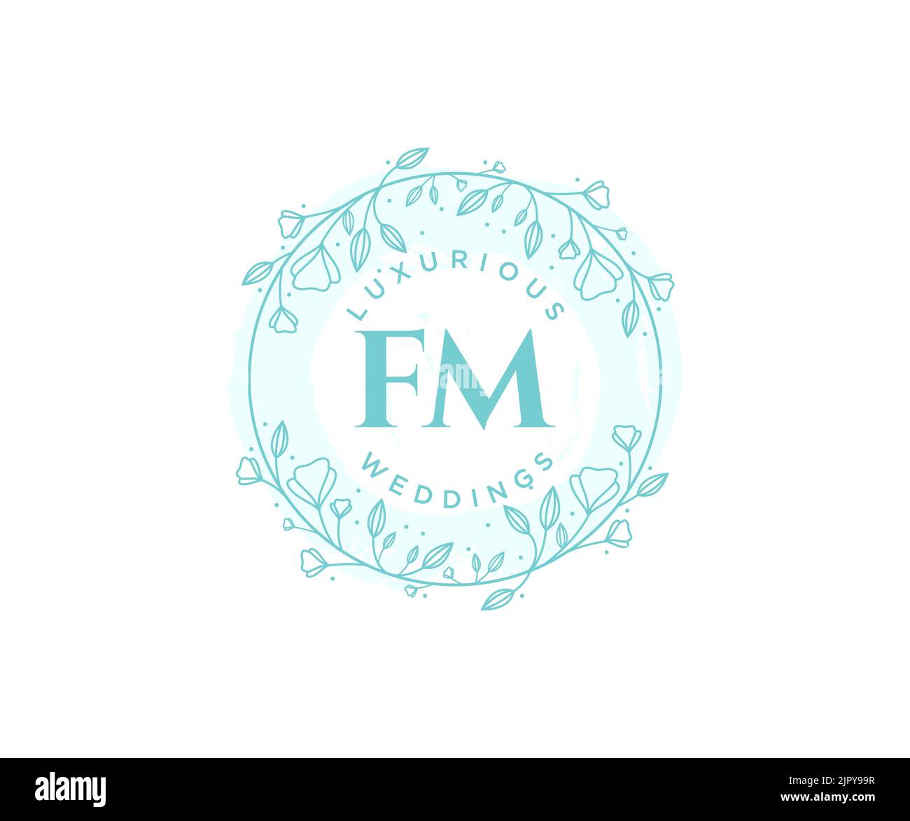 FM iniziali lettera matrimonio monogramma modello logo, a mano disegnata moderna minimalista e modelli floreali per biglietti di invito, Salva la data, elegante Illustrazione Vettoriale