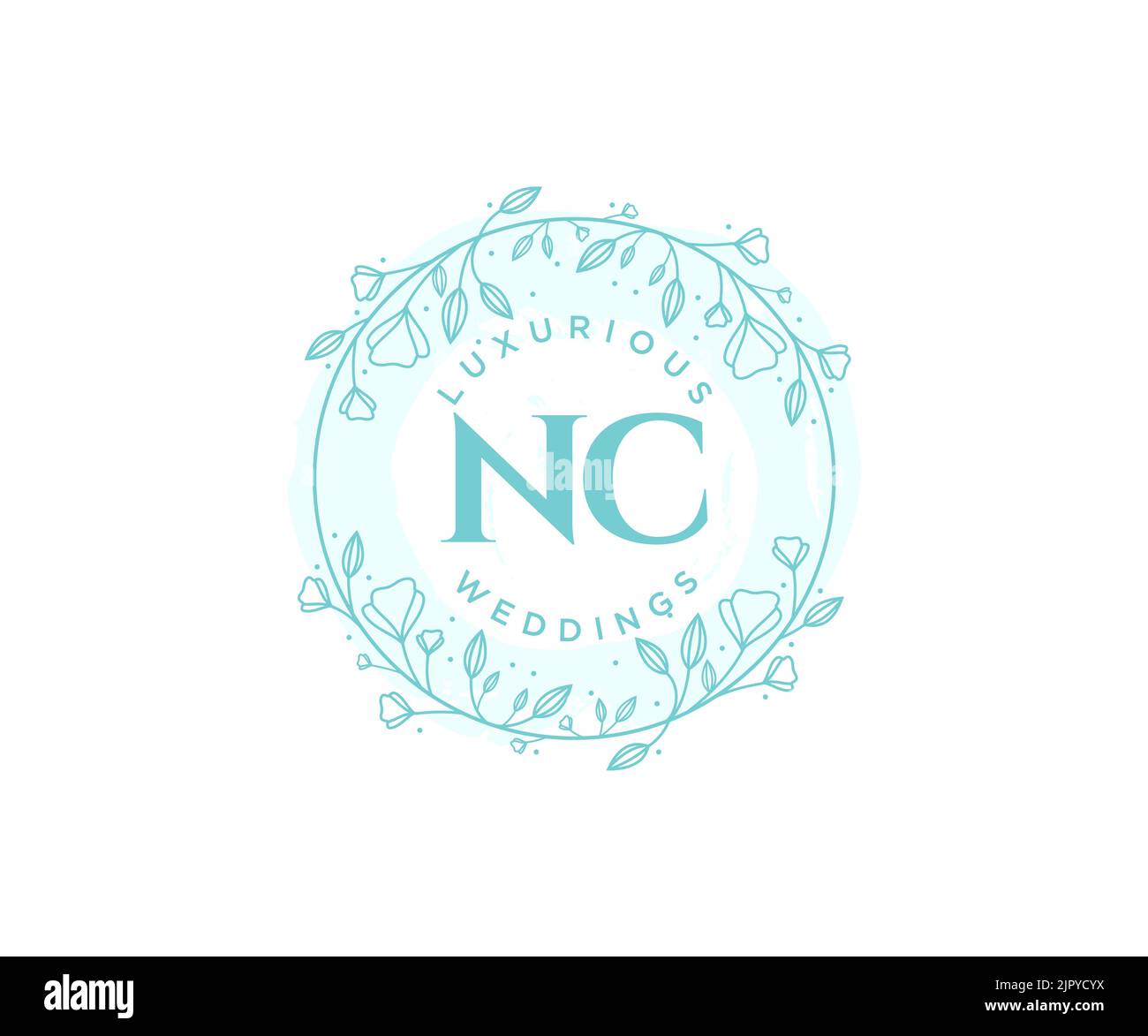 NC iniziali lettera Wedding monogramma modello loghi, disegnata a mano moderno minimalista e modelli floreali per carte di invito, Salva la data, elegante Illustrazione Vettoriale