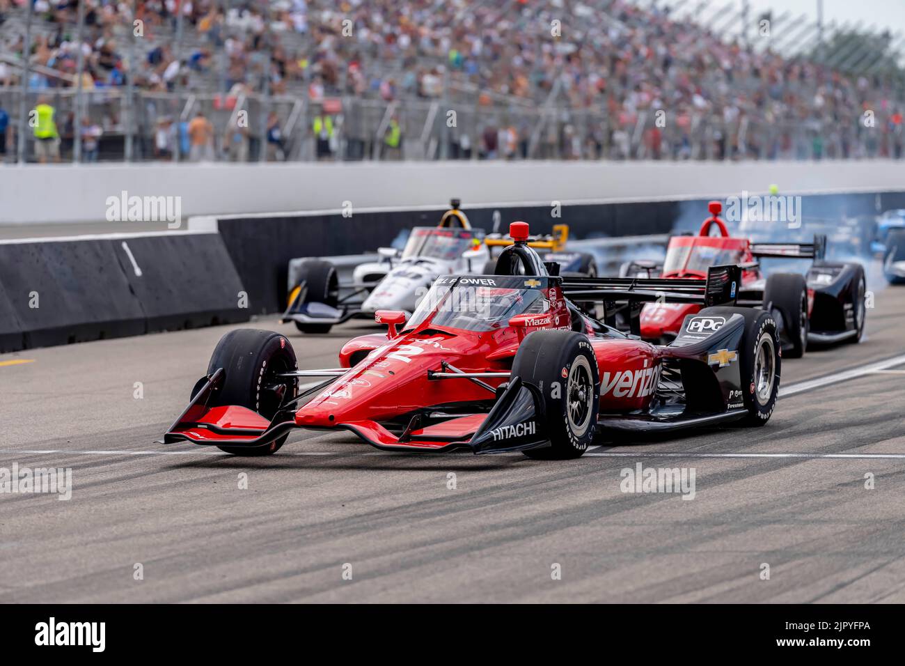 Madison, Illinois, Stati Uniti. 20th ago, 2022. WILL POWER (12) di Toowoomba, Australia corre attraverso i turni durante il BommaritoAutomotive Group 500 al World Wide Technology Raceway di Madison, Illinois. (Credit Image: © Walter G. Arce Sr./ZUMA Press Wire) Credit: ZUMA Press, Inc./Alamy Live News Foto Stock