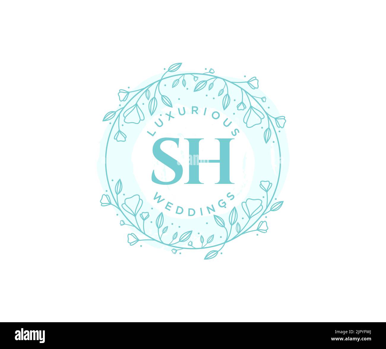 SH iniziali lettera Wedding monogramma logo modello, disegnata a mano moderno minimalista e modelli floreali per le carte di invito, Salva la data, elegante Illustrazione Vettoriale