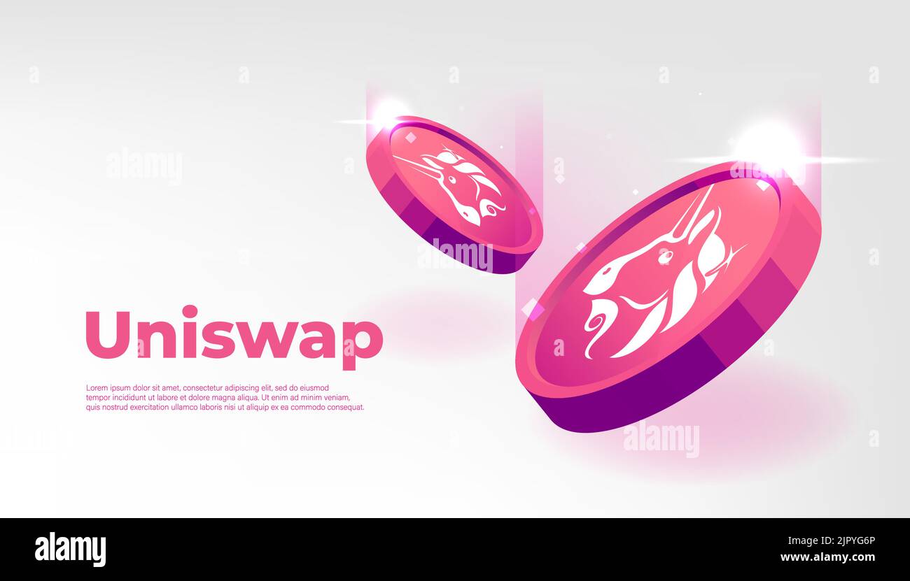 Banner moneta Uniswap. Uni moneta criptovaluta concetto di sfondo banner. Illustrazione Vettoriale