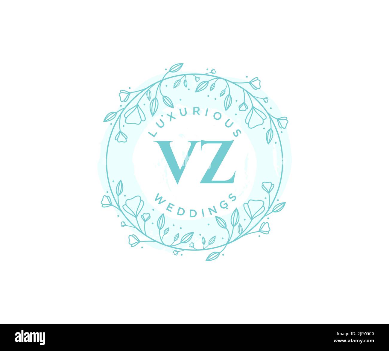 VZ iniziali lettera matrimonio monogramma modello logo, a mano disegnata moderna minimalista e modelli floreali per carte di invito, Salva la data, elegante Illustrazione Vettoriale