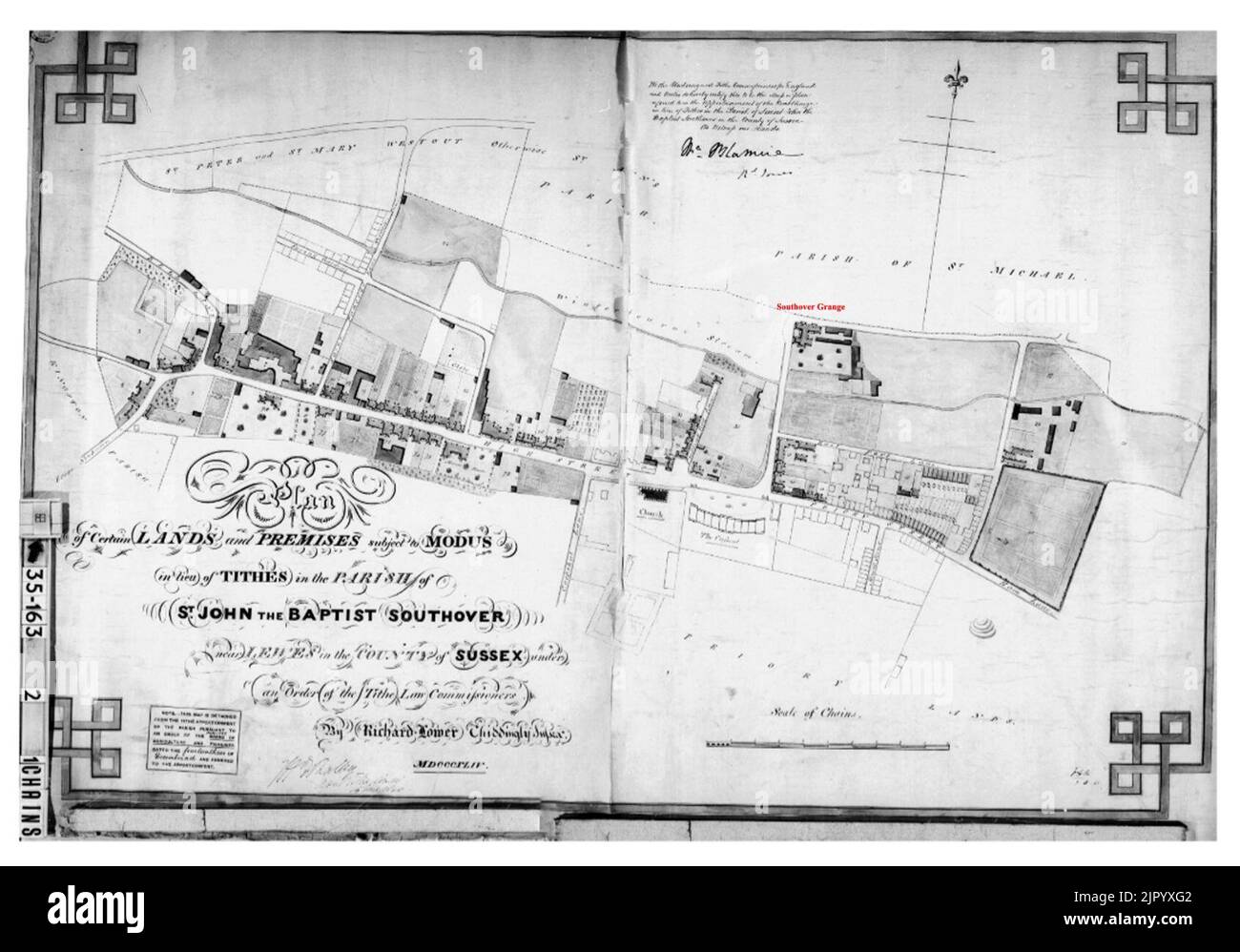 Mappa della decima di Southover circa 1840 Foto Stock