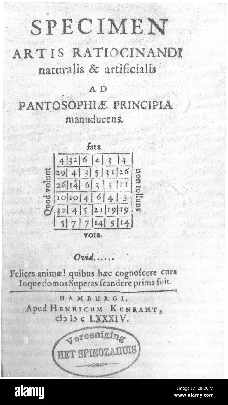 Pagina del titolo. A.J.. Cuffeler, campione artis ratiocinandi naturalis, 1684 Foto Stock