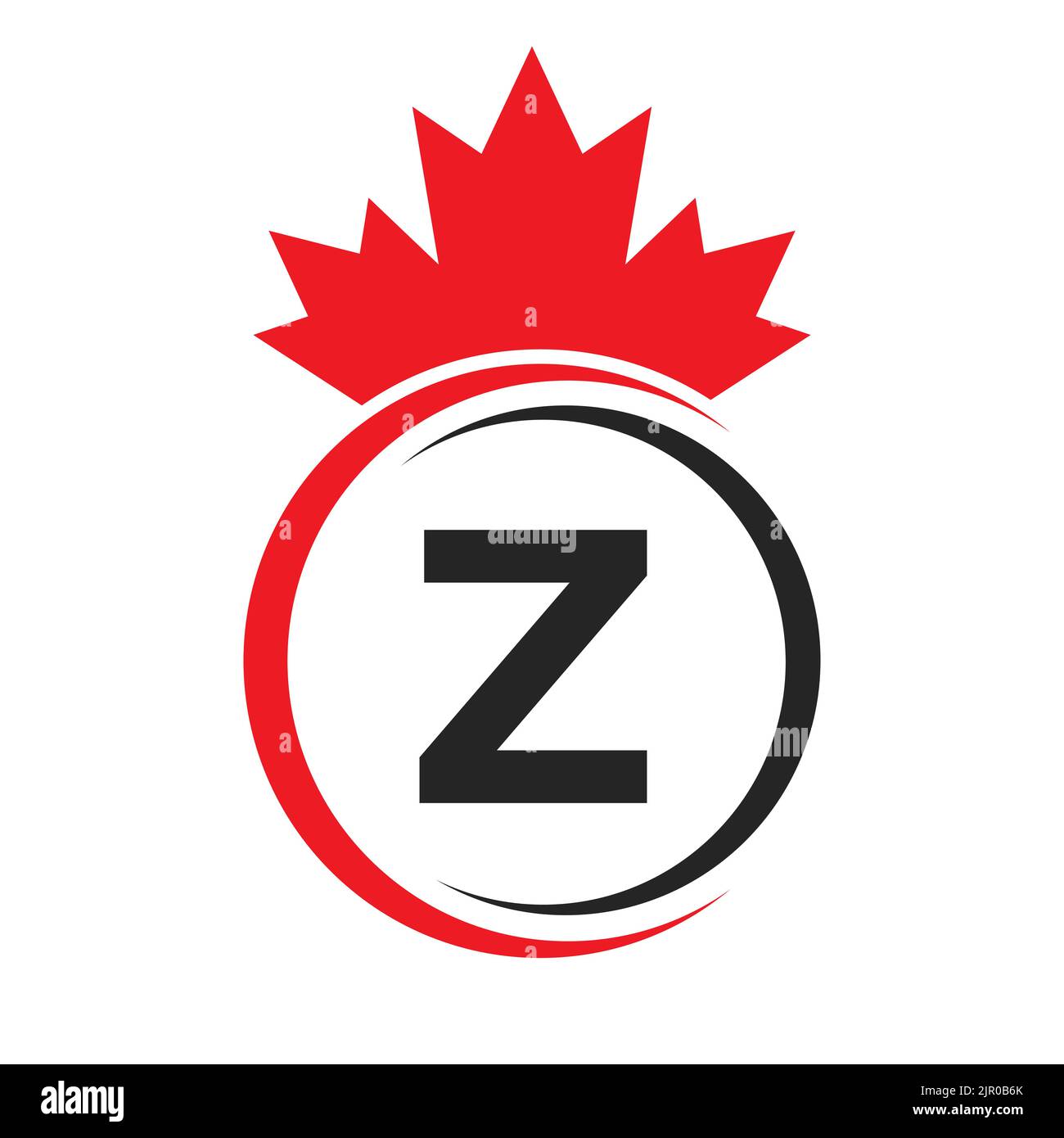 Lettera Z Maple Leaf Logo modello simbolo del Canada. Minimal Canadian Business, il concetto di logo aziendale con Z Alphabet Vector Illustrazione Vettoriale