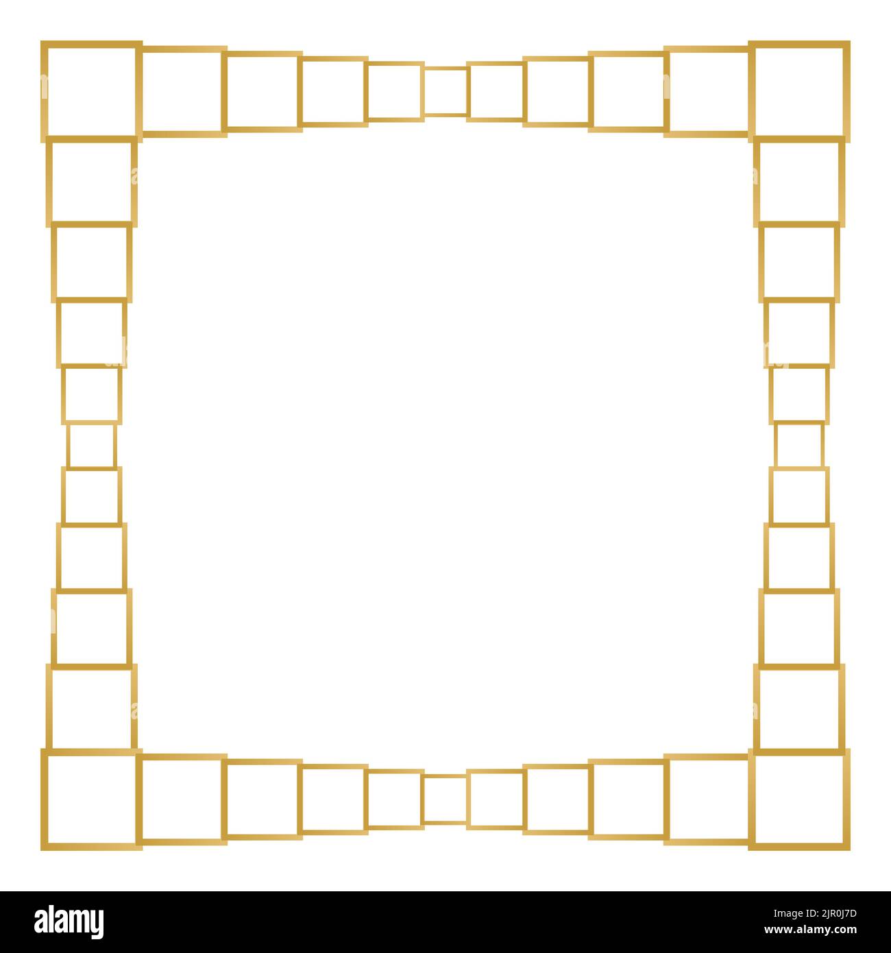 Cornice quadrata dorata su sfondo bianco Illustrazione Vettoriale