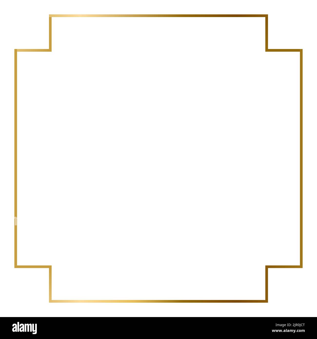 Cornice quadrata dorata su sfondo bianco Illustrazione Vettoriale
