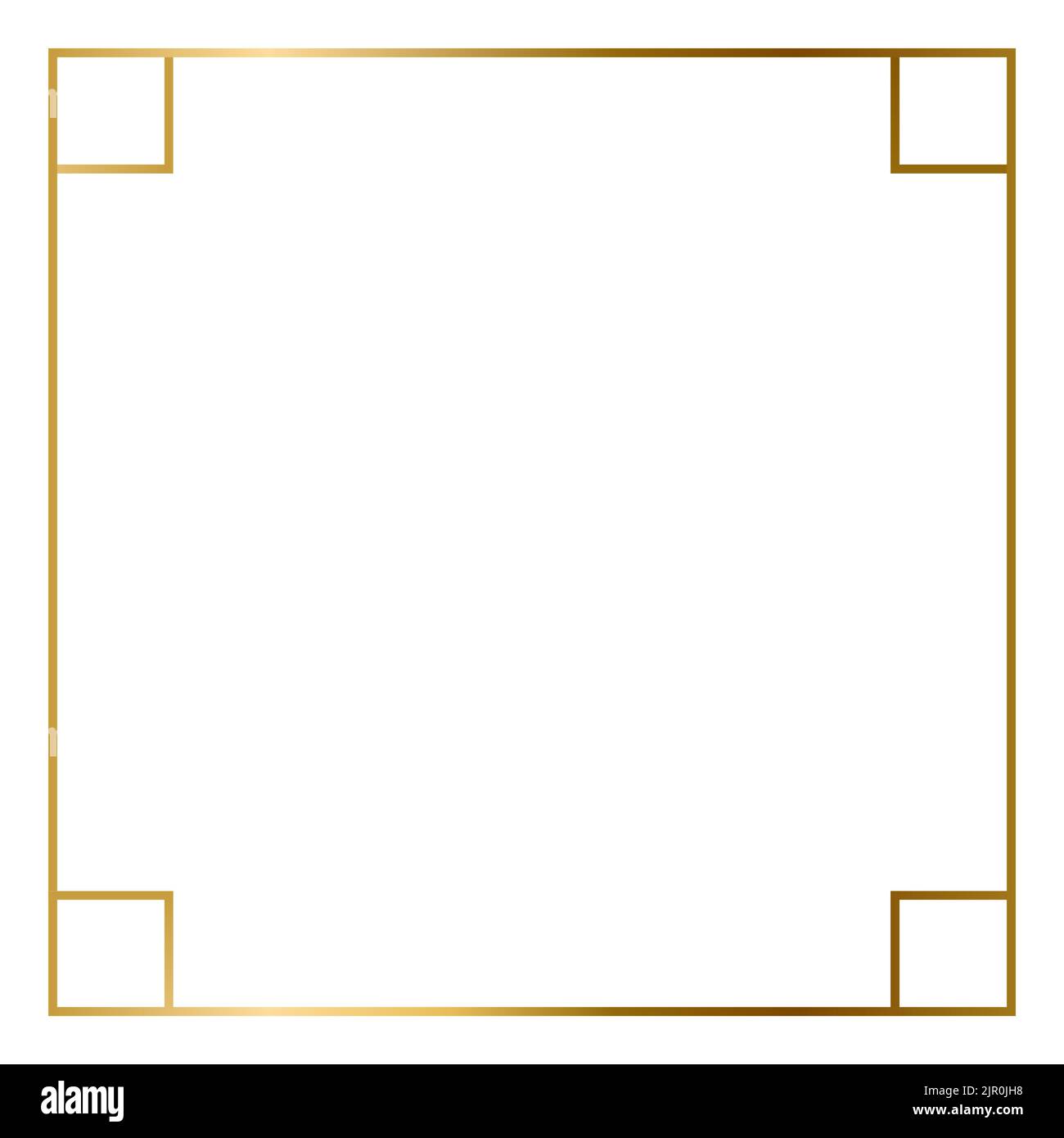 Cornice quadrata dorata su sfondo bianco Illustrazione Vettoriale