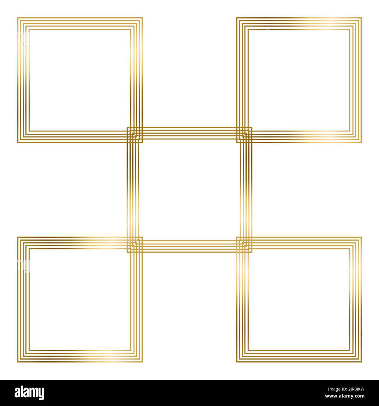 Cornice quadrata dorata su sfondo bianco Illustrazione Vettoriale